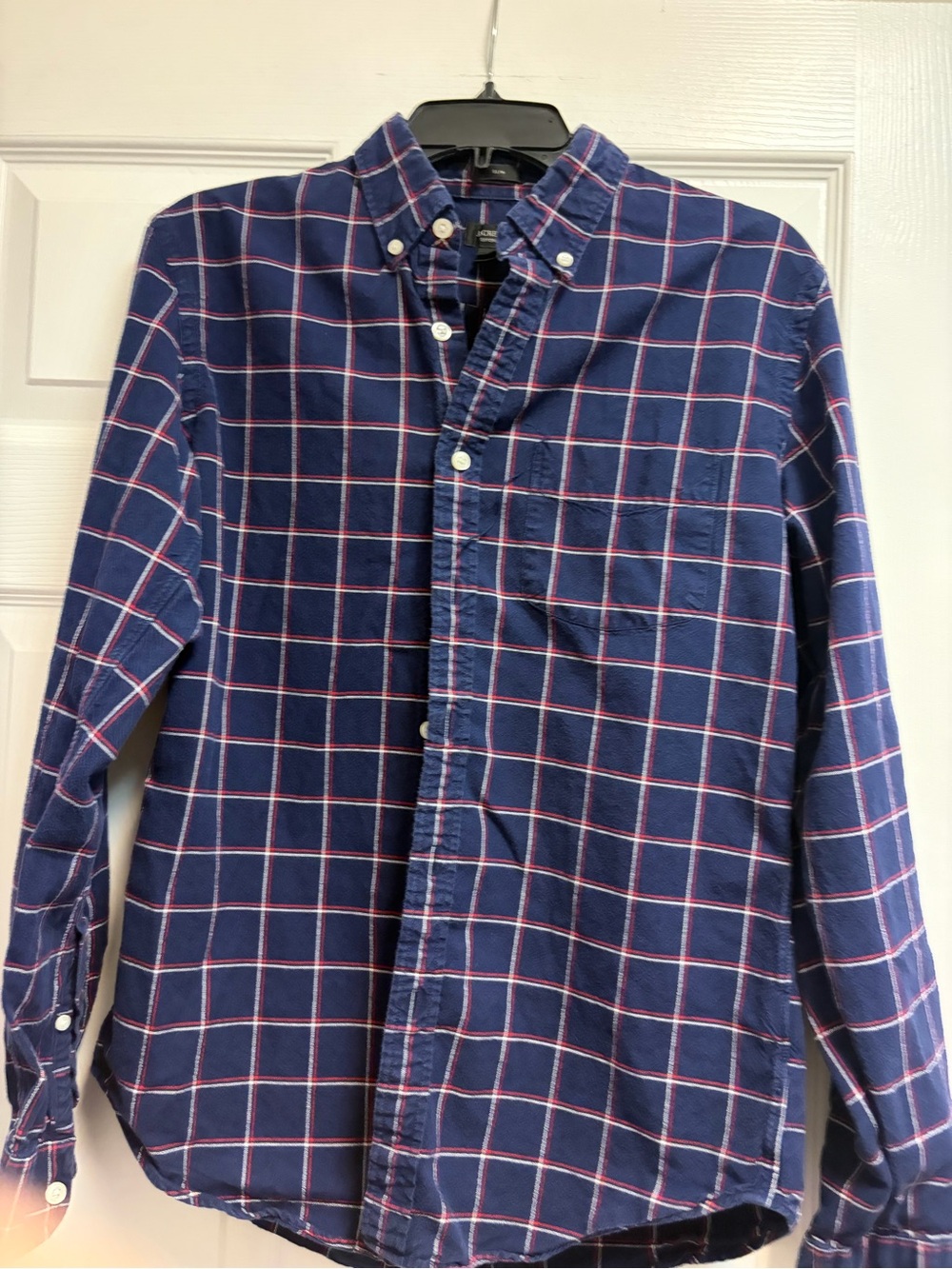 J. Crew Navy Plaid Button-Down Shirt with Red and White Windowpane
